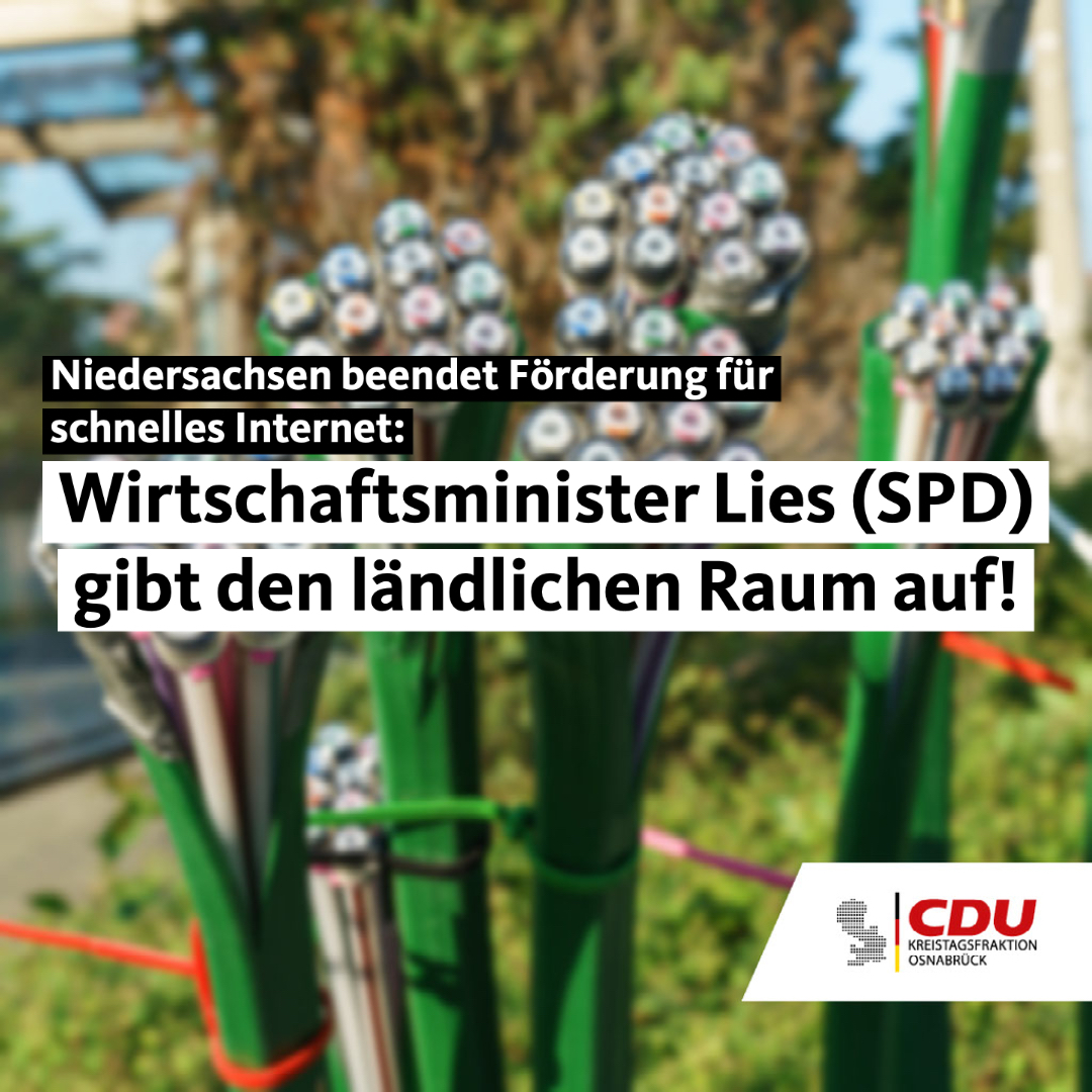 Wirtschaftsminister Lies (SPD) gibt den ländlichen Raum auf-Niedersachsen beendet Förderung für schnelles Internet
